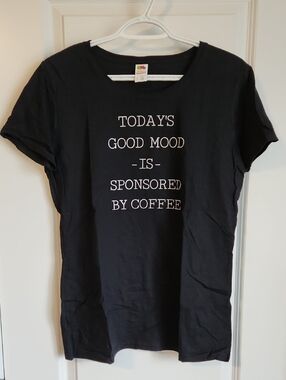 Black Graphic Tee - "Today's Good Mood Is Sponsored By Coffee"